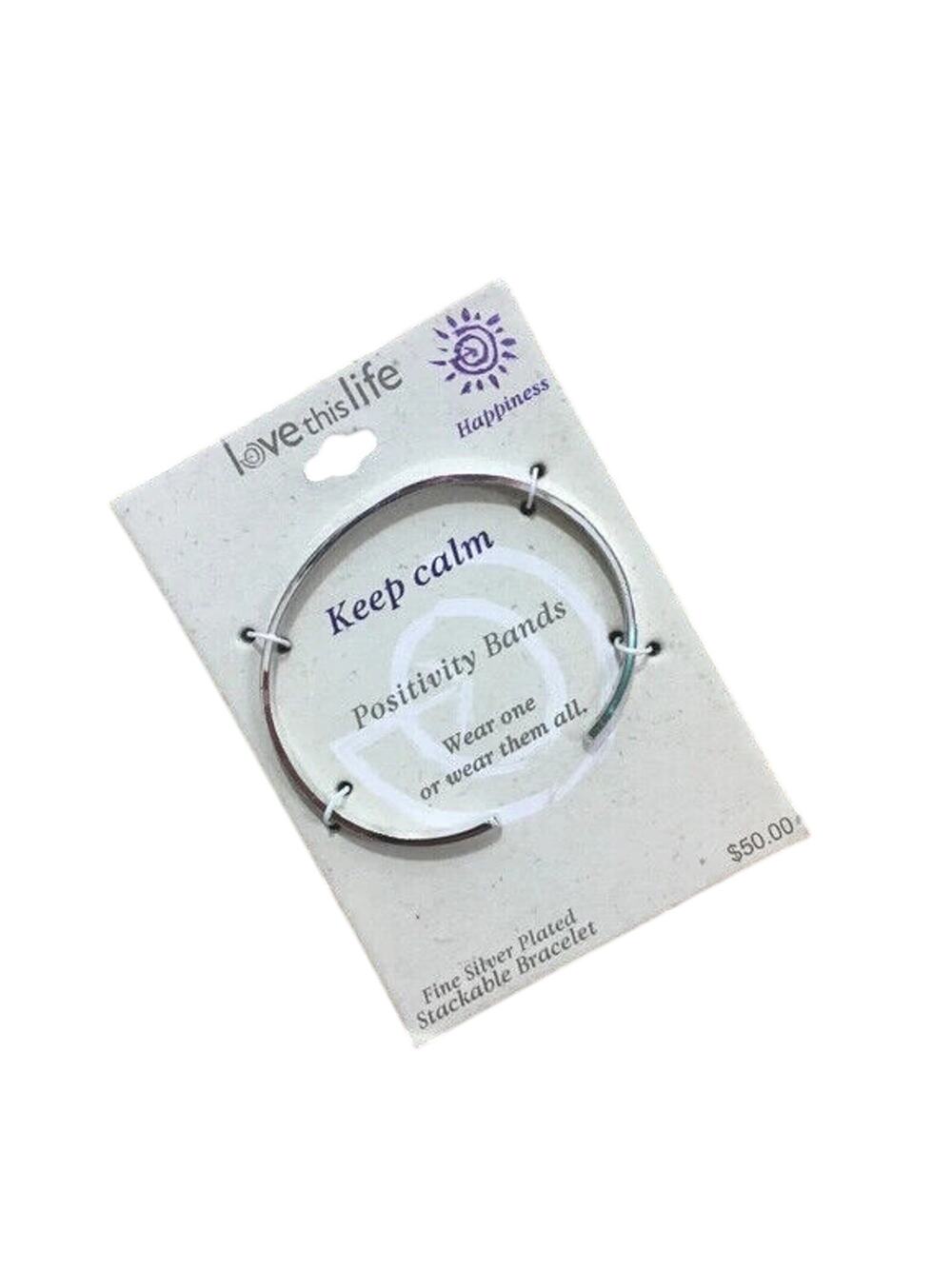 David Culiner 'Love This Life' Keep Calm Cuff Bracelet Silver Plated
